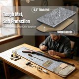 IC ICLOVER Extra Large Gun Cleaning Mat, for Long Gun Rifle Shotgun Pistol, 66"×16", Soft Felt & 1000D Canvas, with PVC Zipper Pockets, Roll-up with Handle & Shoulder Strap, Portable Gun Workbench Pad