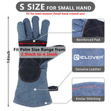 Animal Handling Gloves-IC ICLOVER Snake Bite Proof Gloves Kevlar Reinforced Leather Padding Palm & Fingers for Snake Reptile Bird Handling Cat Dog Training, Anti Bite Animal Protection Gloves -16INCH/14INCH
