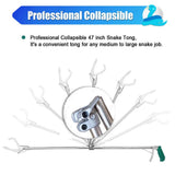 IC ICLOVER 47" Foldable Snake Tongs Professional Grabber Handling Tool Collapsible Rattlesnake Catcher Stick - Wide Jaw,Non-Slip Grip,Safety Lock