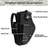 IC ICLOVER 2 Pack Gun Holster for Pistols 9mm 380 45ACP, IWB/OWB Concealed Carry Pistol Holsters with Mag Pouch for Men/Women, CCW Right & Left Hand Gun Holder Fits S&W M&P Shield Glock 27 42 Revolver