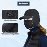 Winter Trapper Hat - Thermal Hats with Removable Mask & Earflaps, Waterproof Ushanka Russian Winter Cap Warm Faux Fur Ear Flap, 3-in-1 Fleece Lined Aviator Hat Men Women Snow Ski Hunting Cycling