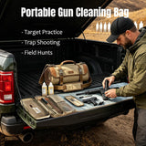 IC ICLOVER Extra Large Gun Cleaning Mat, for Long Gun Rifle Shotgun Pistol, 66"×16", Soft Felt & 1000D Canvas, with PVC Zipper Pockets, Roll-up with Handle & Shoulder Strap, Portable Gun Workbench Pad