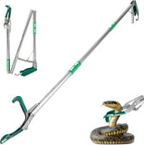50" Collapsible Snake Grabber, 3-Section Foldable Snake Tongs, Stainless Steel Portable Rattle Snake Catcher Grabber, Snake Handling Tools Catching Pole with Lock, Wide Jaw, Non-Slip Handle