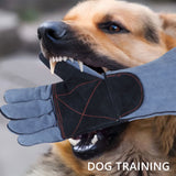 Animal Handling Gloves-IC ICLOVER Snake Bite Proof Gloves Kevlar Reinforced Leather Padding Palm & Fingers for Snake Reptile Bird Handling Cat Dog Training, Anti Bite Animal Protection Gloves -16INCH/14INCH