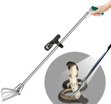 IC ICLOVER 47" Professional Snake Tongs with Flashlight for Night Use, Heavy Duty Reptile Grabber Tool Rattle Snake Catcher, Professional Wide Jaw Snake Handling Tool with Lock, Non-Slip Grip Handle