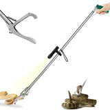 IC ICLOVER 60" Extra Long Snake Tongs with Flashlight for Night Use, Heavy Duty Reptile Grabber Tool Rattle Snake Catcher, Professional Wide Jaw Snake Handling Tool with Lock, Non-Slip Grip Handle