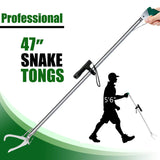 IC ICLOVER 47" Professional Snake Tongs with Flashlight for Night Use, Heavy Duty Reptile Grabber Tool Rattle Snake Catcher, Professional Wide Jaw Snake Handling Tool with Lock, Non-Slip Grip Handle