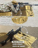 IC ICLOVER Shooting Mats Prone Padded, Tactical Shooting Mat with Widen Elbow Wings, Pockets, Molle Webbings, Bipod Holder, Roll Up Portable Waterproof Hunting Mats for Rifle Long Range Shooting