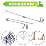 IC ICLOVER 52" Foldable Reptile Snake Tongs, Snake Stick Grabber Catcher with Wide Jaw, Snake Handling Tools for Transport Moving Catching Reptile Rattlesnakes