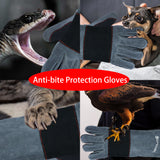 Animal Handling Gloves-IC ICLOVER Snake Bite Proof Gloves Kevlar Reinforced Leather Padding Palm & Fingers for Snake Reptile Bird Handling Cat Dog Training, Anti Bite Animal Protection Gloves -16INCH/14INCH